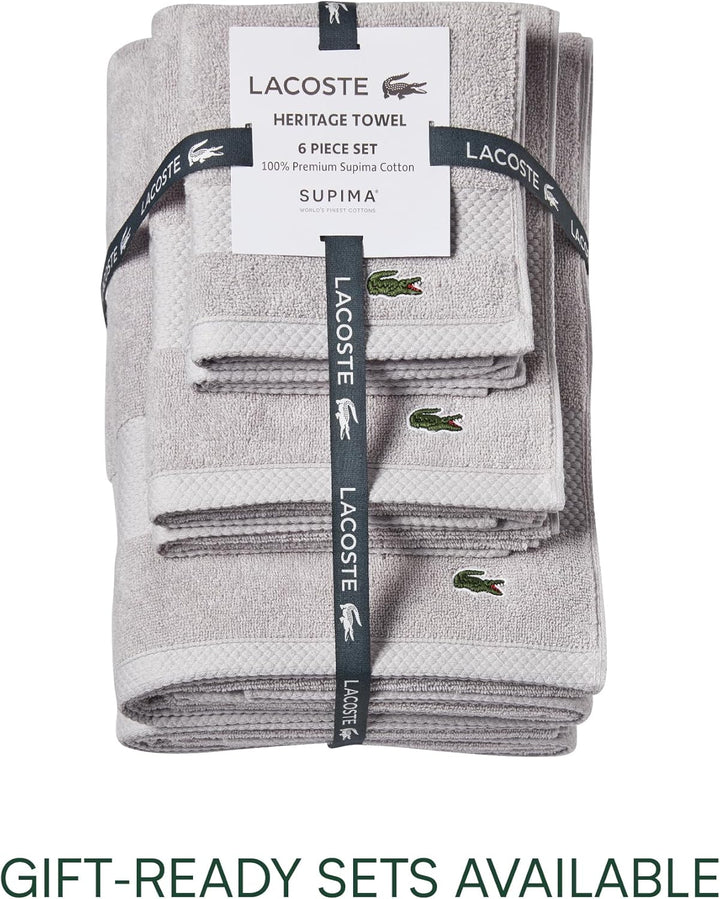 Lacoste Heritage Supima Badetuch, Baumwolle, Mikrochip, 76,2 x 137,2 cm Bath Towel 30x54 Mikrochip,