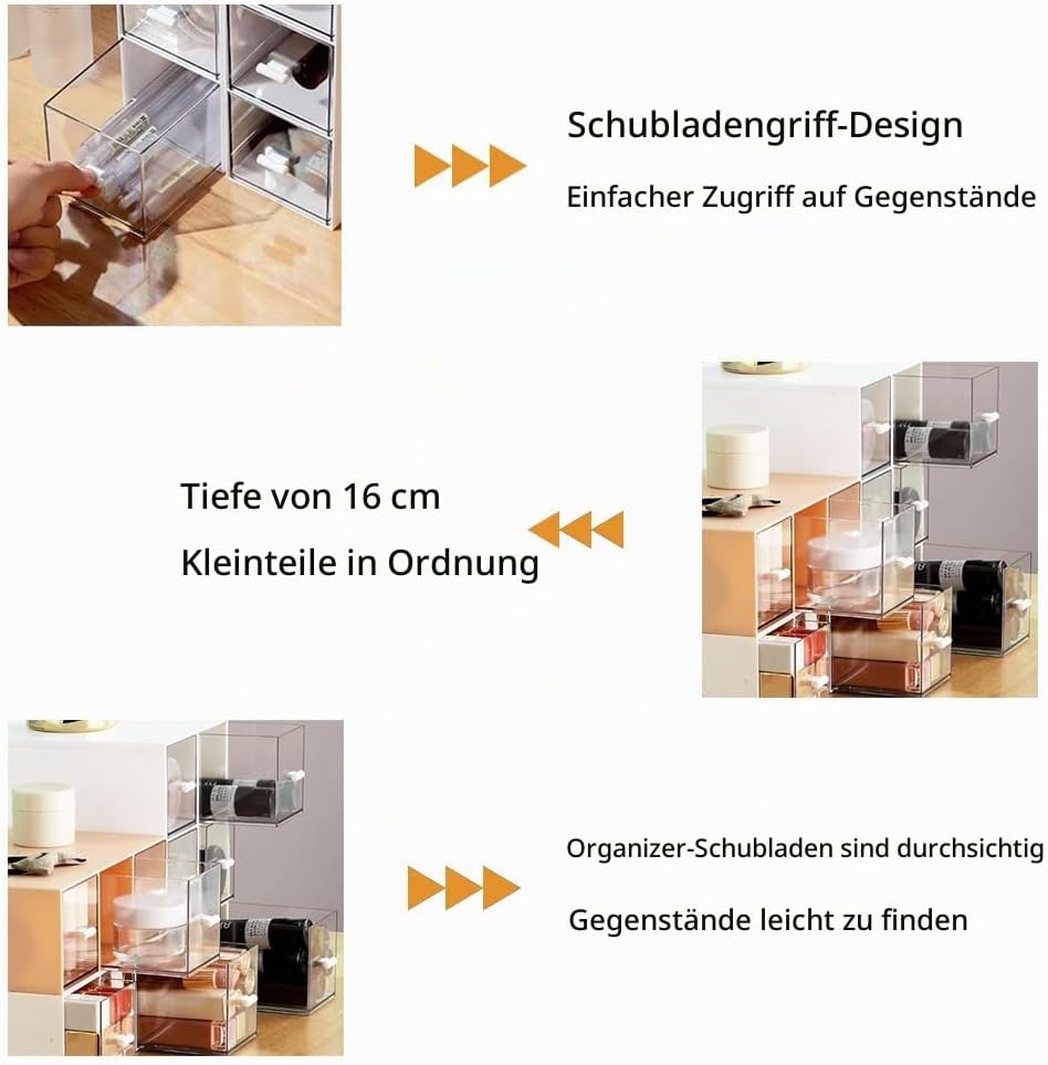 Teebox mit 3 Schubladen, Stapelbar tee organizer, Kunststoff Teeboxen für Teebeutel, Aufbewahrungsbo