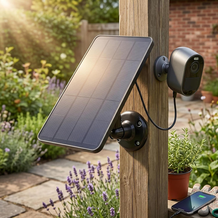 Solarpanel, Wasserdichtes 10-W-Akkuladegerät, Micro-USB-Kamera-Lade-Solarpanel mit 360° Verstellbare