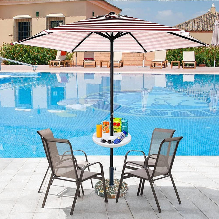 AMMSUN Sonnenschirmtisch aus Kunststoff mit 4 Becherhaltern, Weiss 12 Inch weiss 12 Inch Weiss-30,5