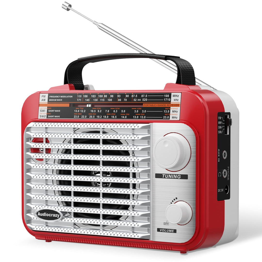 Multiband AM/FM/SW1-2 Radio Transistorradio AC oder batteriebetrieben mit bestem Empfang Grosser Lau