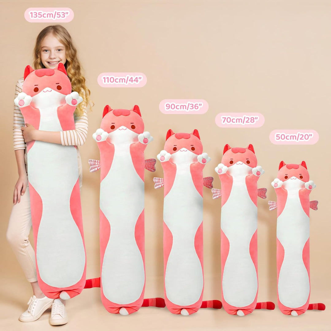 Mewaii 110CM Kuscheltier Kawaii Katzen Plüschkissen Stofftiere Lang Kätzchen Plüschtier Ausgestopfte