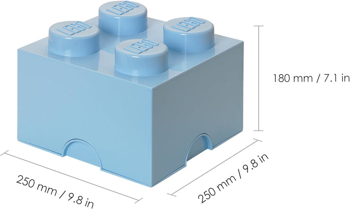 LEGO Aufbewahrungsstein, 4 Noppen, Stapelbare Aufbewahrungsbox, 5,7 l, hellblau Light Royal Blue, Li