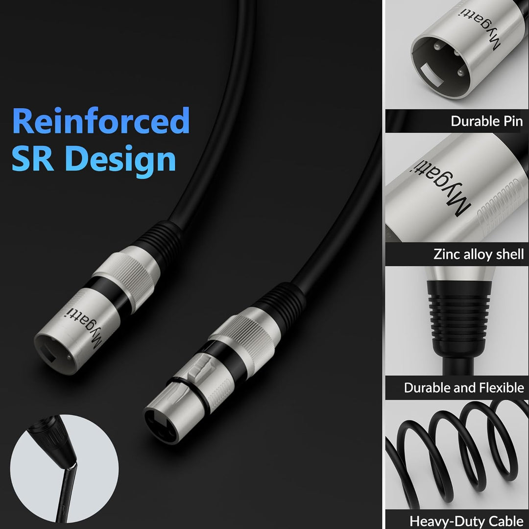 XLR-Kabel Mikrofonkabel 10m(2 pack,schwarz),Stecker auf Buchse,3 polig abgeschirmt ausbalanciert Pat