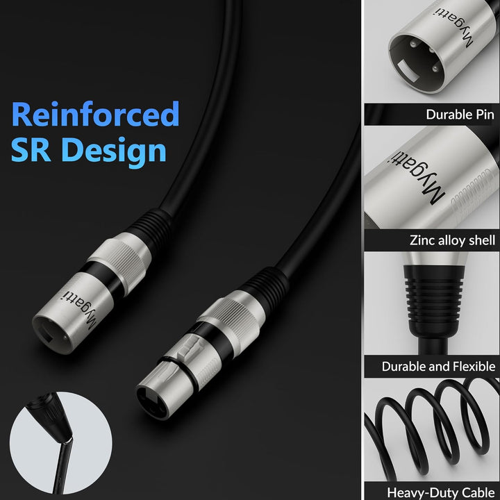 XLR-Kabel Mikrofonkabel 10m(2 pack,schwarz),Stecker auf Buchse,3 polig abgeschirmt ausbalanciert Pat