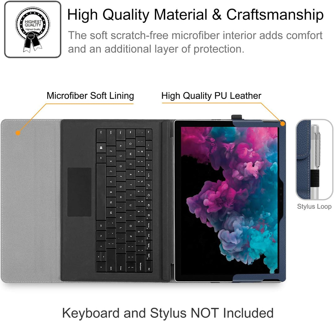 Fintie Hülle für Microsoft Surface Pro 7+ / 7/6 / 5/4 / 3 - Multi-Sichtwinkel Kunstleder Tasche Schu