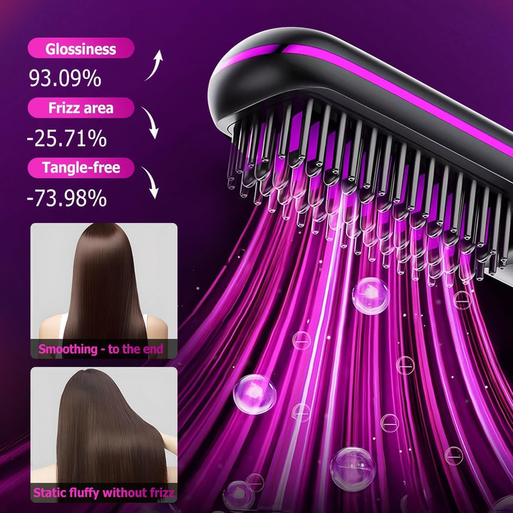 Go Brush Pro,Kabellose Haarglätterbürste,2026 Glättbürste,Verbrühungsschutz Glätteisen,Tragbarer Min