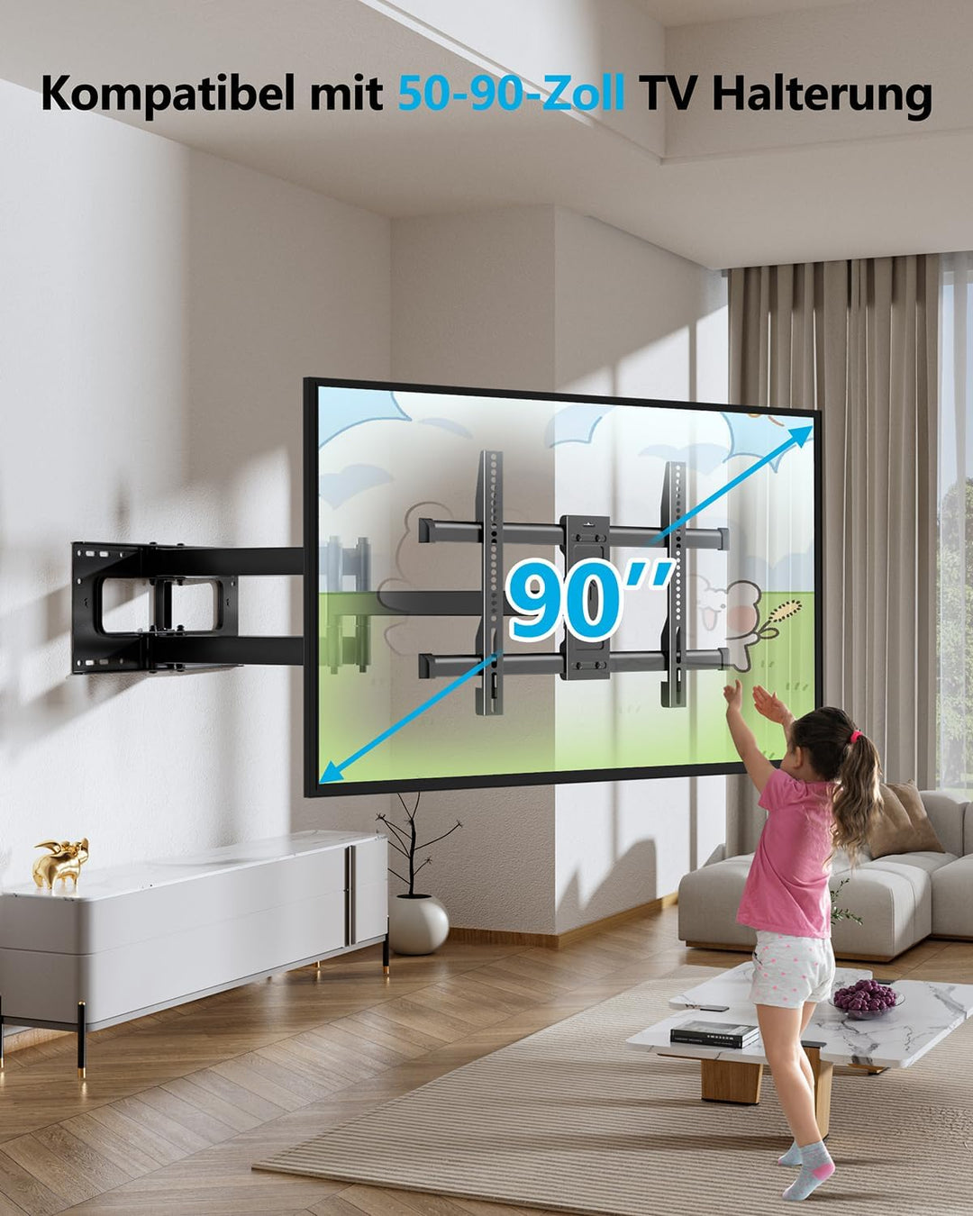 FORGING MOUNT TV Wandhalterung 109CM Langer Arm Schwenkbar Neigbar TV Halterung für 50-90 Zoll Flach