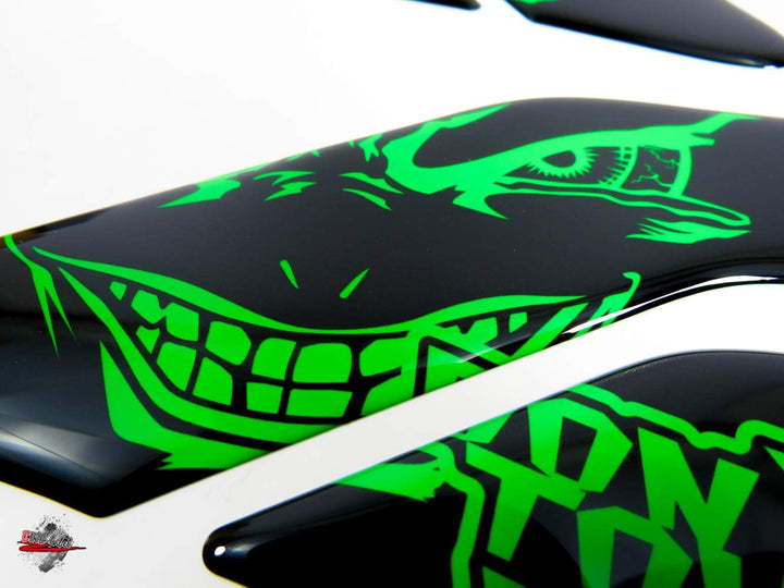 Tankpad Seitentank böse Augen neon grün kompatibel für Kawasaki 800630