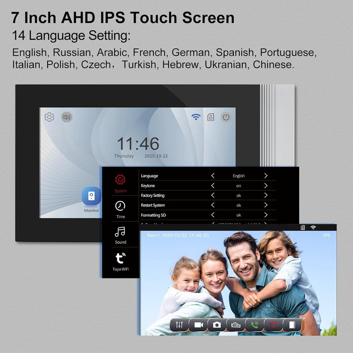1080P HD WLAN Video Türsprechanlage Intercom System 2 Draht, IR Nachtsicht Video Türglocke Kamera mi