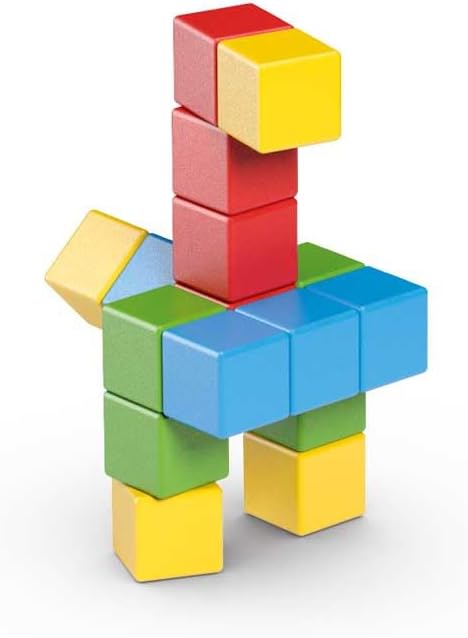 Geomag Magicube Kreative Magnete, 16 Stück Würfel in 4 Farben, ab 1 Jahr, Kleinkind-Bauset für Entwi