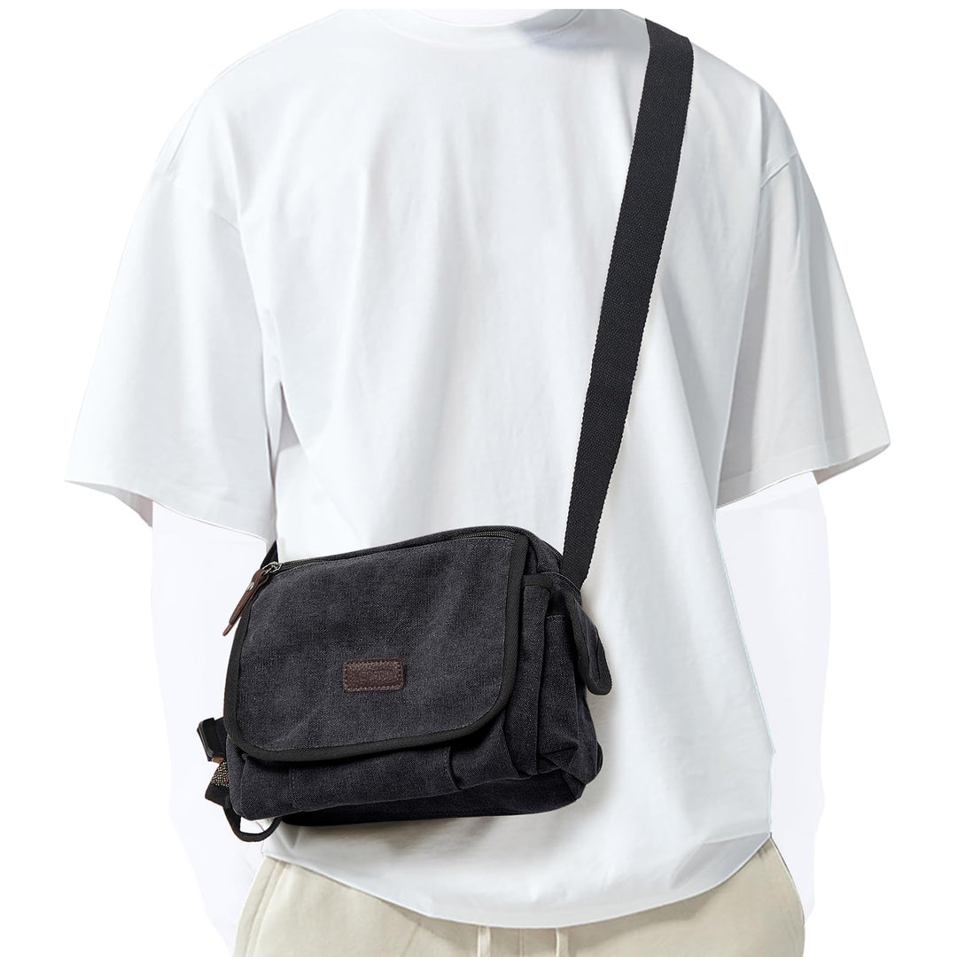 Umhängetaschen Herren aus Canvas, Vintage Canvas Messenger Bag, Laptoptasche 15.6 Zoll Arbeitstasche