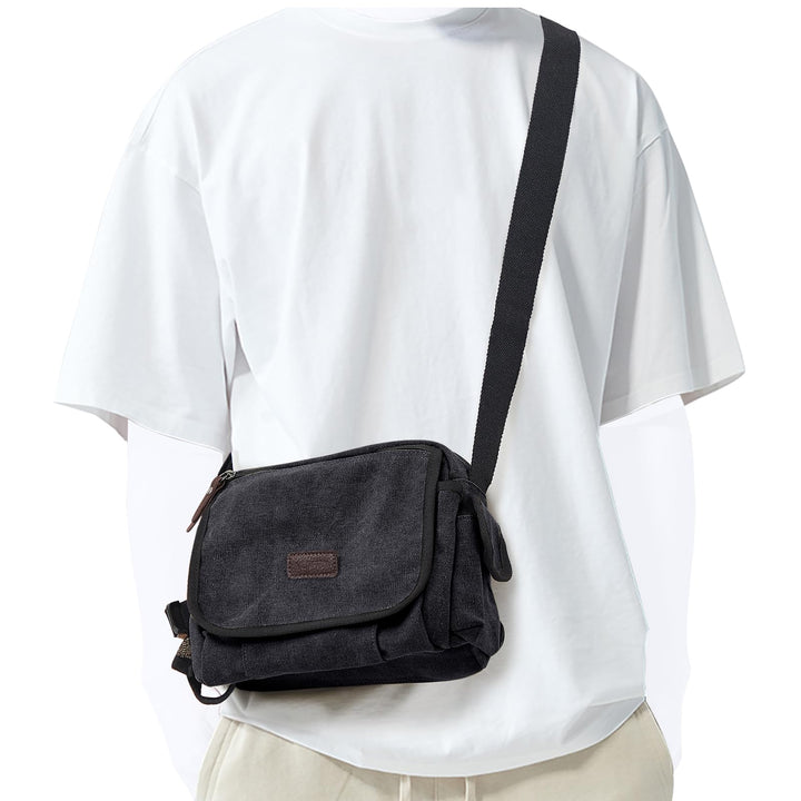 Umhängetaschen Herren aus Canvas, Vintage Canvas Messenger Bag, Laptoptasche 15.6 Zoll Arbeitstasche