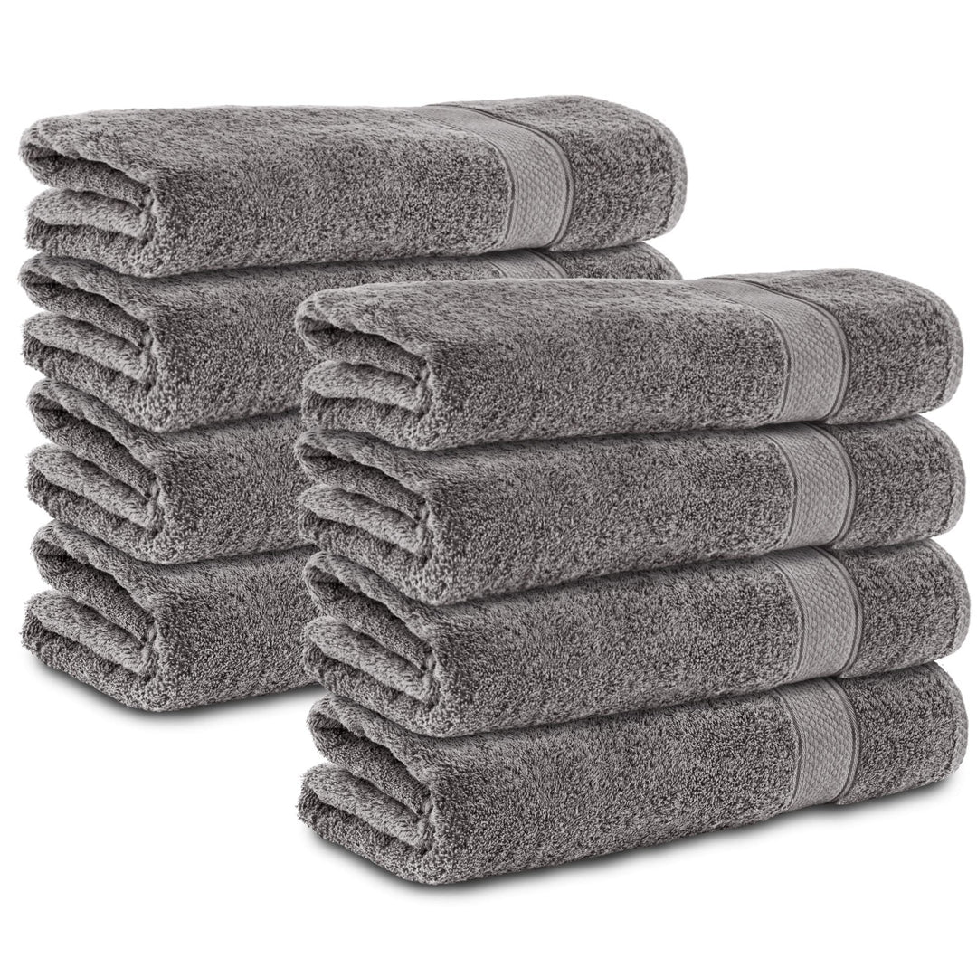 Komfortec 8er Handtücher 50x100 cm Set aus 100% Baumwolle, 470g/m², Frottee, Weich, Anthrazit Grau 8