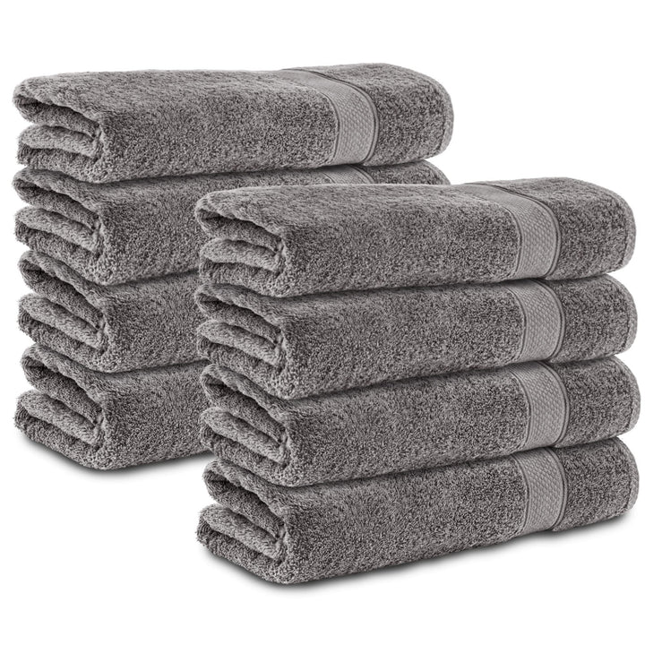 Komfortec 8er Handtücher 50x100 cm Set aus 100% Baumwolle, 470g/m², Frottee, Weich, Anthrazit Grau 8