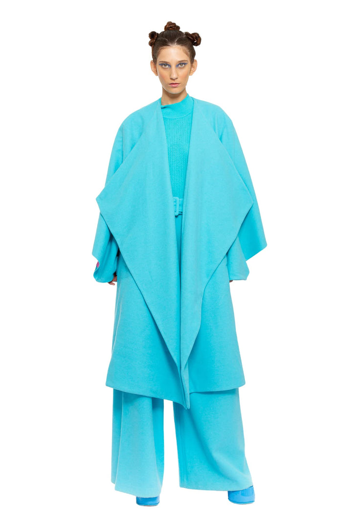 CHAOUICHE Damen Western Mantel Blau L, Blau L