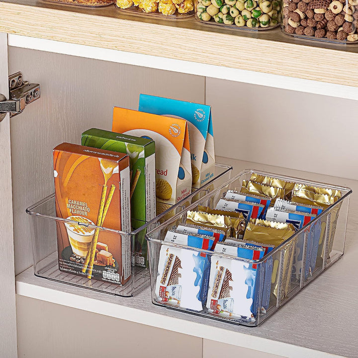 Vtopmart 4er Set Kühlschrank Organizer mit 4 Fächern, BPA-Freie Küche Stapelbarer Lebensmittelaufbew