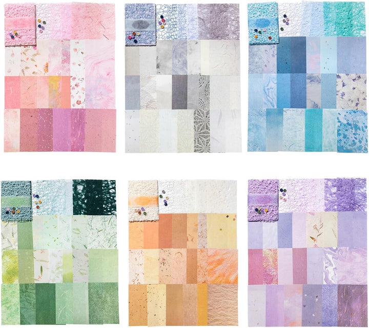 156 Blatt strukturiertes Scrapbook-Papier und Mesh-Gewebe sortiertes Set, 6er-Pack gemischtes Spezia