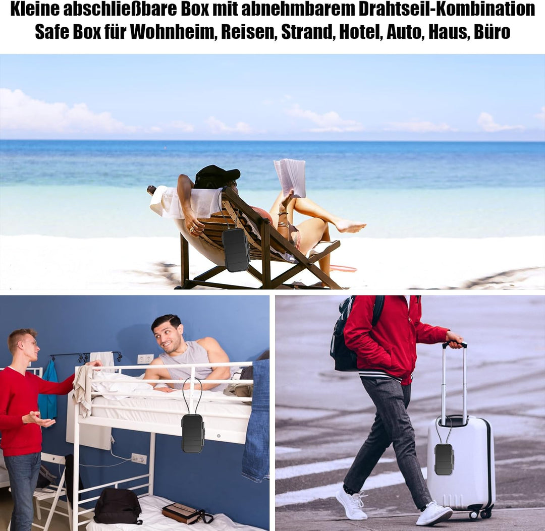 Tragbarer Tresor,[Wasserdicht] 4 Stellig Zahlencode Sicherheitsbox Outdoor Sicherheitssafe mit 6MM D