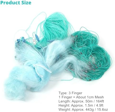 Duokon 50m Länge 1,5m Höhe DREI Schichten Schweres Fischernetz mit Float Fishing Zubehör Sink Net 3