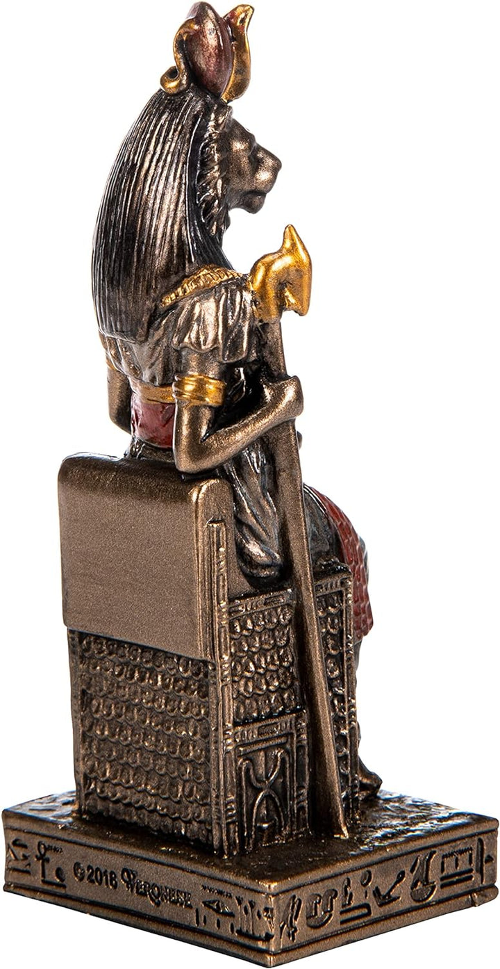 BEAUTIFUL GREEK STATUES Sekhmet Miniatur-Statue, ägyptische Göttin, Harz, handbemalt, Bronze, 7,4 cm