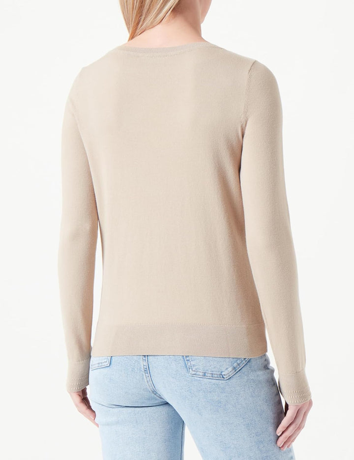 Tommy Hilfiger Damen Pullover Co Jersey Stitch Boat-Nk Sweater Strickpullover, Beige (Beige)