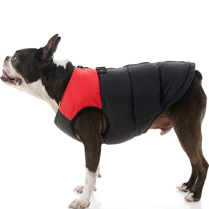 Gooby - Gepolsterte Weste, Hundejacke, Mantel, Pullover mit Reissverschluss und Leinen-Ring, Rot, Gr