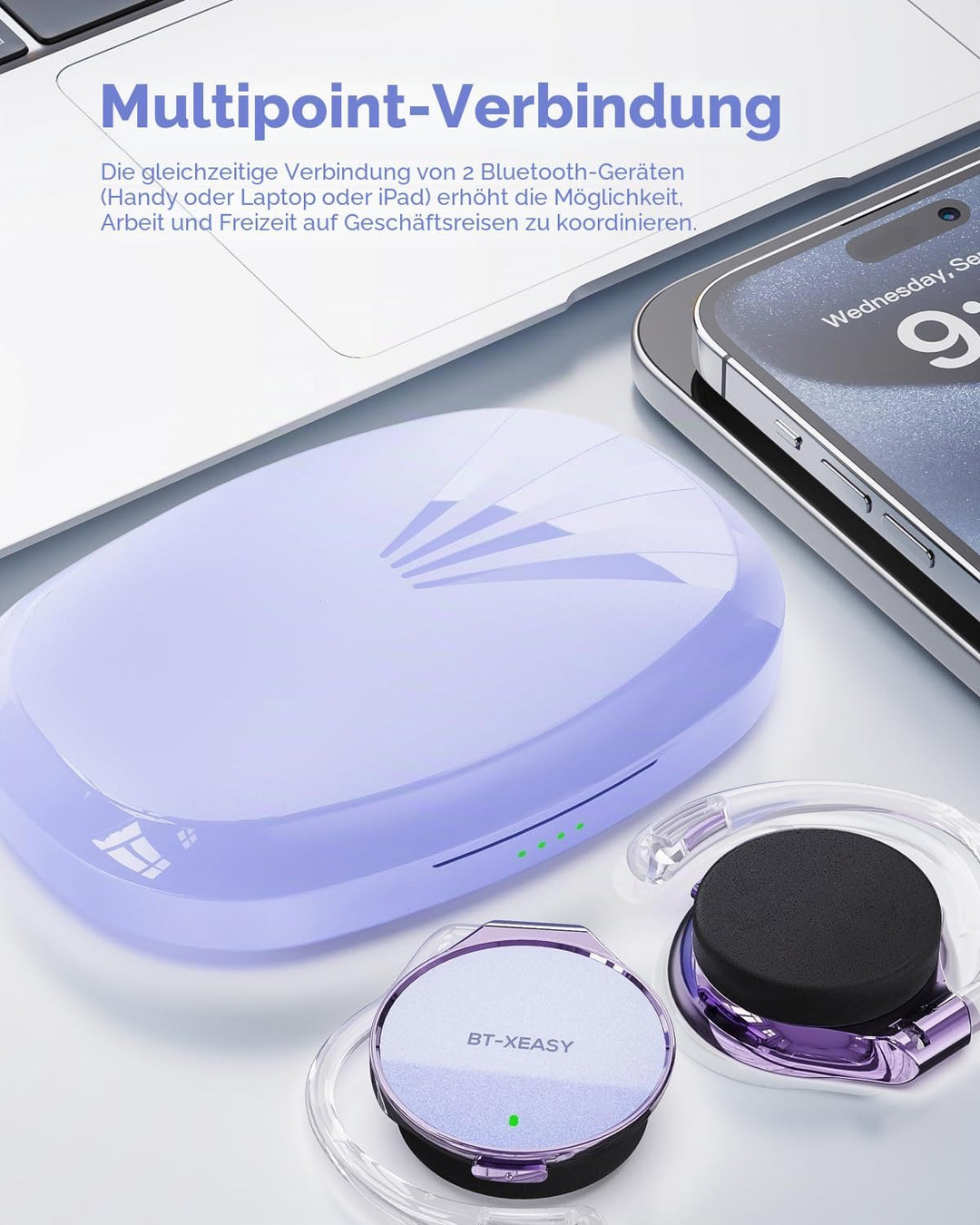Open Ear Kopfhörer Bluetooth | 52 Std. Spielzeit & Dual-Device Pairing | On Ear Kopfhörer | Leichter