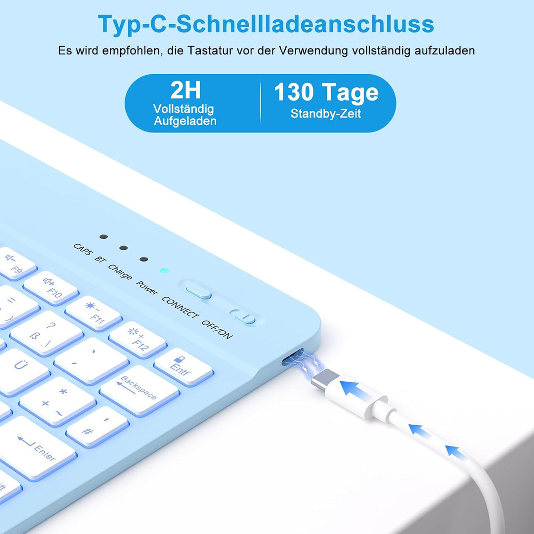 MMK Hülle mit Tastatur für iPad 10 Generation 2022(11/10.9 Zoll)/A16 11 Generation 2025, Abnehmbare