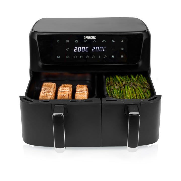 Princess Doppelkorb Heissluftfritteuse mit Digitaldisplay, 11 L Gesamtvolumen, 2 Körbe (6,5 L & 4,5