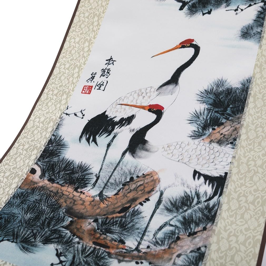 Lachineuse Asiatische Kakemono Krane weiss, Krane weiss