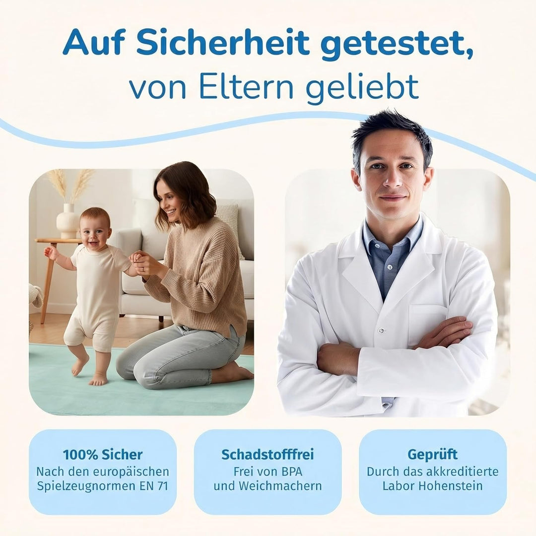 BabybeFun Krabbelmatte Baby - kuschelig weich - 3cm Dicke Spielmatte - schützt vor Stössen - Teppich