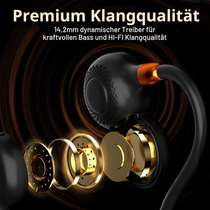 Ortizan Knochenschall Kopfhörer Bluetooth 5.3, Open Ear Bone Conduction Headphones Kabellos, IPX6 wa