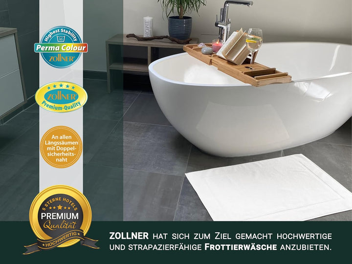ZOLLNER 2er Set Badematten in 50x80 cm - besonders saugstarke und weiche Badvorleger in weiss - mit