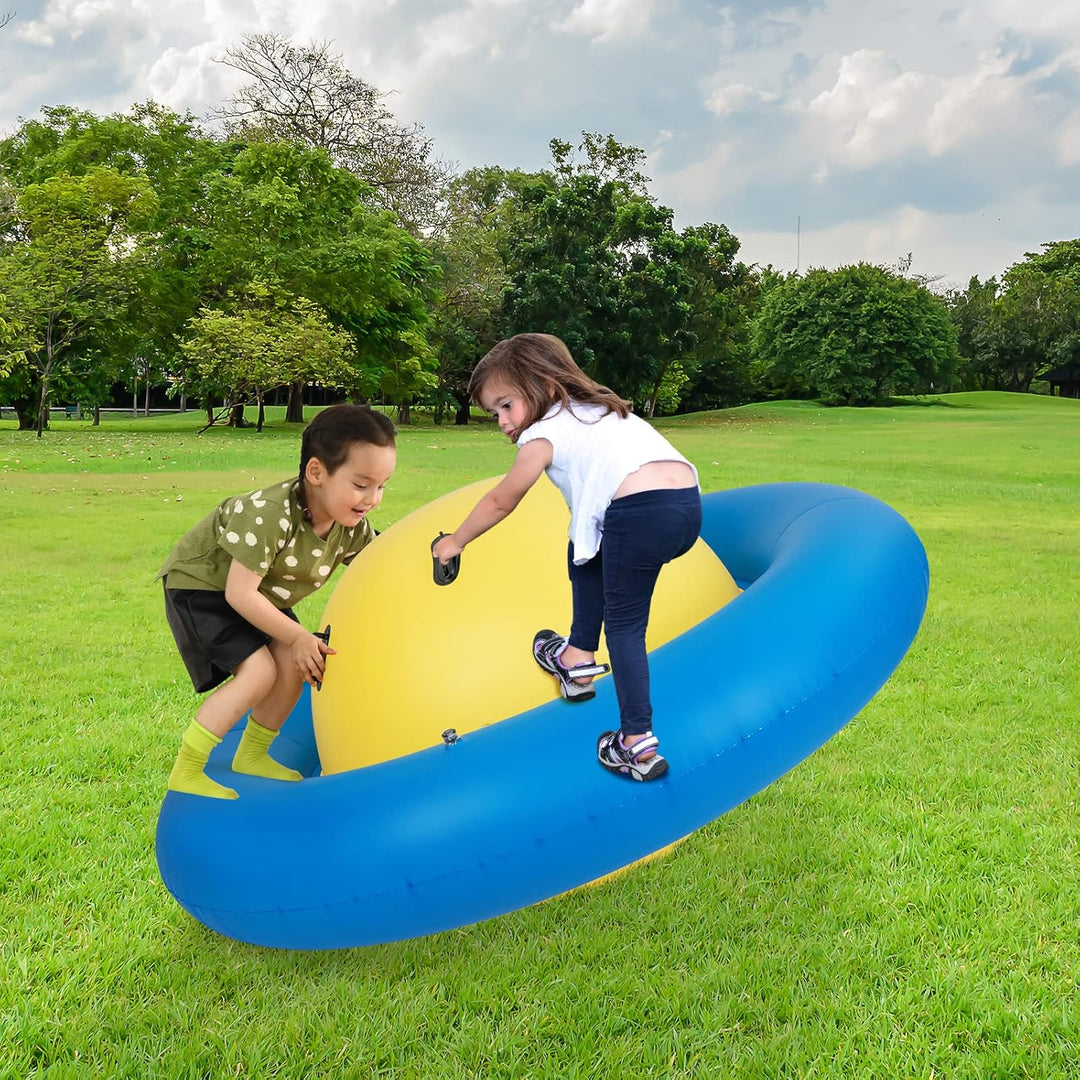 COSTWAY Aufblasbare Kuppelwippe für Kinder, 223 cm grosse Kinderwippe zum Rollen, Neigen, Klettern &
