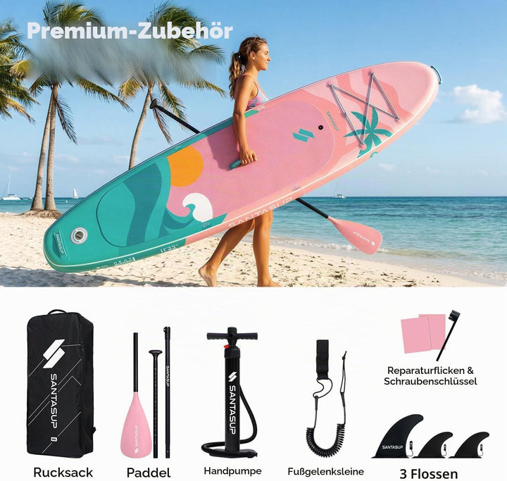 SantasupAufblasbares Stand Up Paddle Board 320/335cm Surfbrett SUP Komplettes Paddleboard Zubehör Ve