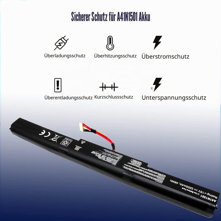 FengWings® A41N1501 L41LK2H L41LK9H, 15V 48Wh Akku für Ersatzen für ASUS N752 N752V N752VW N752VX N5