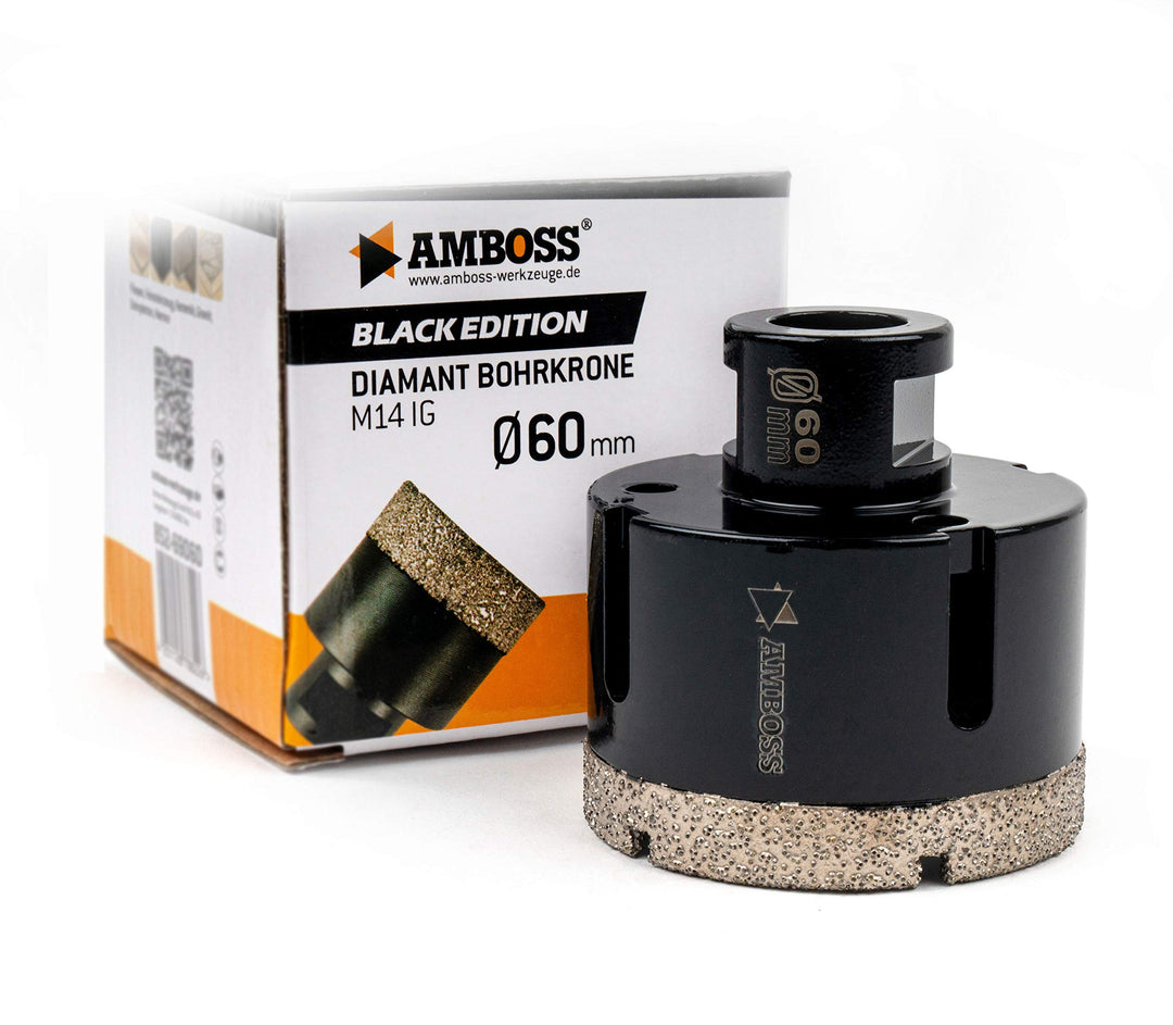Amboss - Diamant Bohrkrone 60 mm (M14) für Winkelschleifer | Geeignet für Feinsteinzeug, harte Flies
