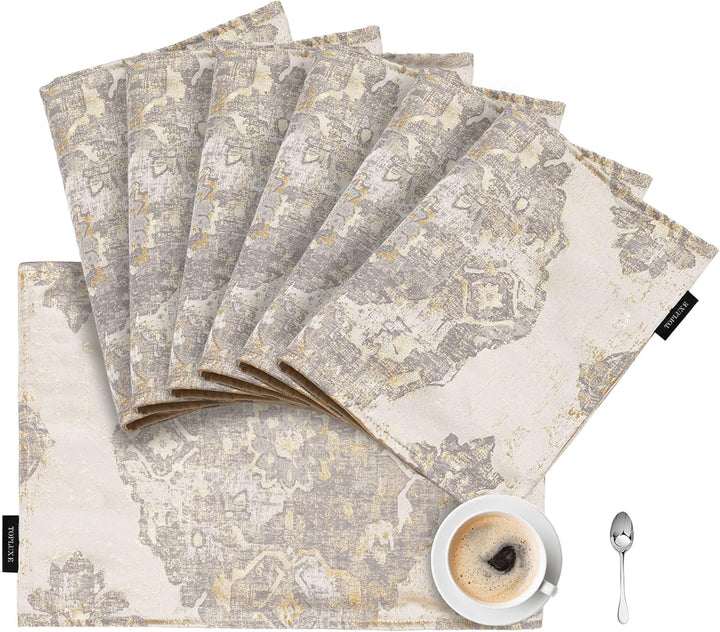 TOPLUXE Platzsets 6er Sets Jaquard Tischset Abwaschbar 30x45cm Platz-Matten für Esstisch Urlaub Part