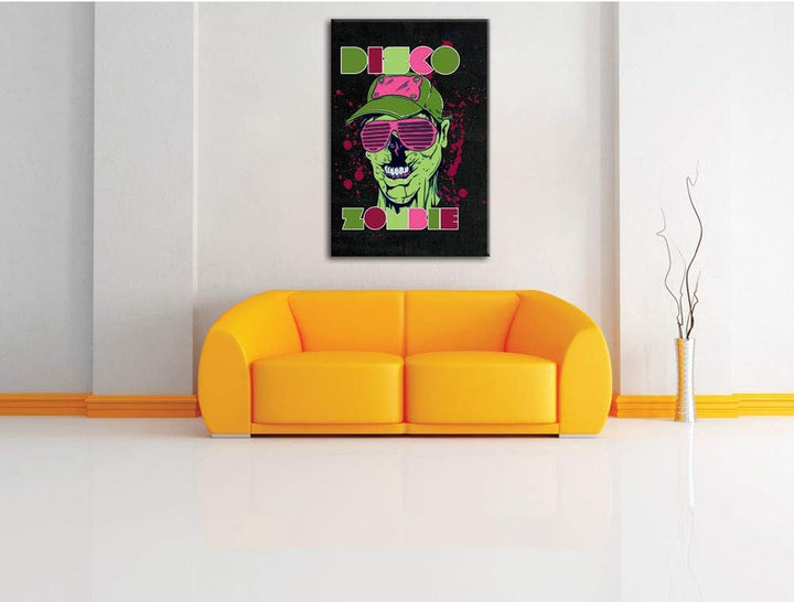 Dark Disco Zombie black Leinwandbild Bild auf Leinwand, XXL riesige Bilder fertig gerahmt mit Keilra
