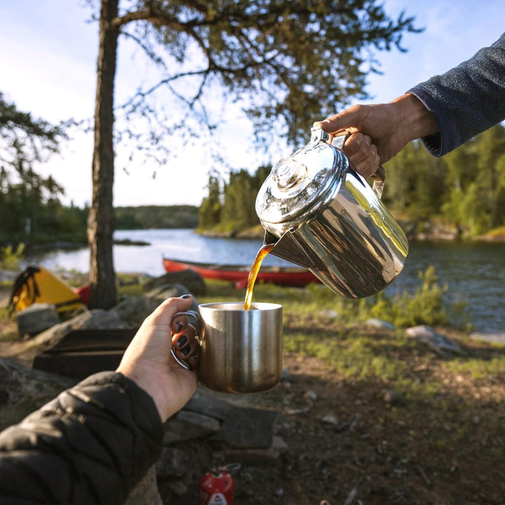 Coghlans Unisex – Erwachsene Coffee Pot Edelstahlkanne 9 Tassen Silber, 9 Tassen Silber