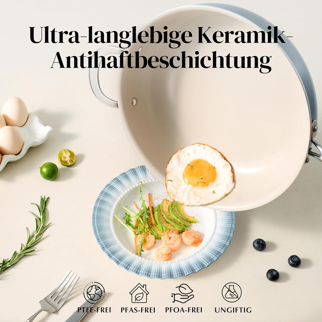 Redchef Bratpfanne 28cm, Pfanne mit Deckel Antihaft Beschichtung Keramikpfanne, Bratpfannen Induktio