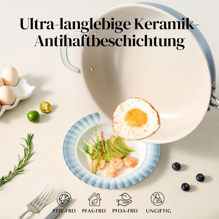 Redchef Bratpfanne 28cm, Pfanne mit Deckel Antihaft Beschichtung Keramikpfanne, Bratpfannen Induktio