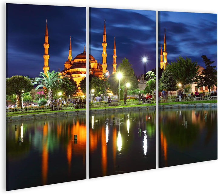 Bild Bilder auf Leinwand Blaue Moschee - Istanbul Türkei Wandbild Poster Leinwandbild RAJ 130x80cm -