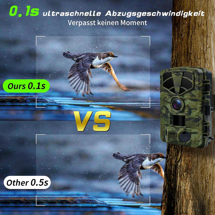 Wildkamera WLAN, 1296P 60MP Wildkamera mit Handyübertragung App, Wildtierkamera mit Nachtsicht Beweg