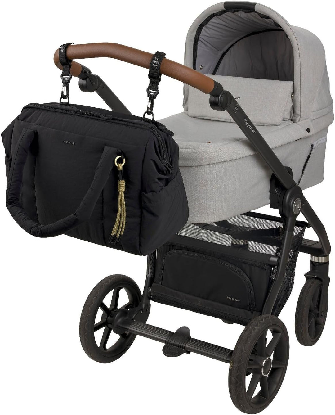 LÄSSIG Wickeltasche Schultertasche mit Laptopfach Yula Weekender Black schwarz