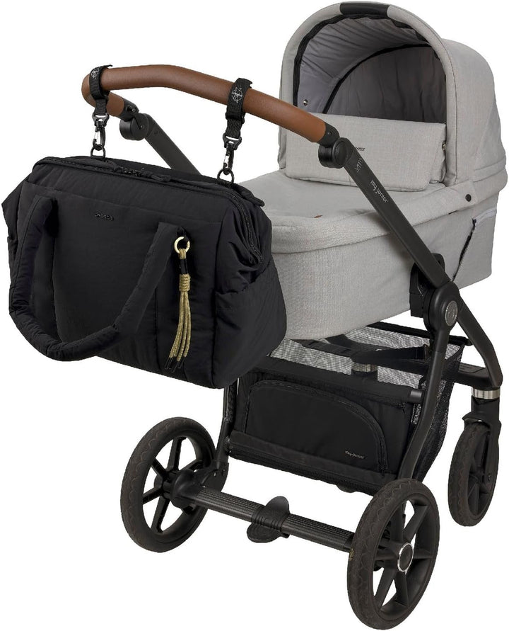 LÄSSIG Wickeltasche Schultertasche mit Laptopfach Yula Weekender Black schwarz