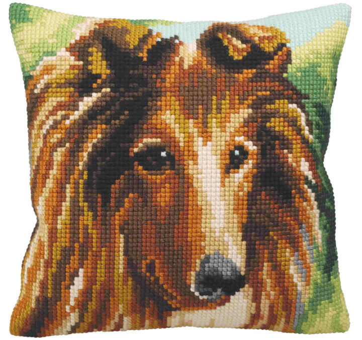 Collection D'Art Lassie - Hund Kreuzstichkissen, Baumwolle, Mehrfarbig, 40x40cm Lassie., Lassie.