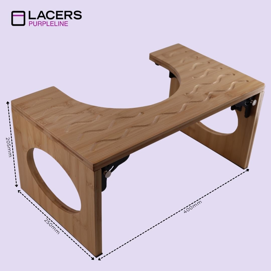 Lacers PurpleLine Toilettenhocker aus Bambus klappbar Ergonomischer WC-Hocker 400x250x205mm platzspa