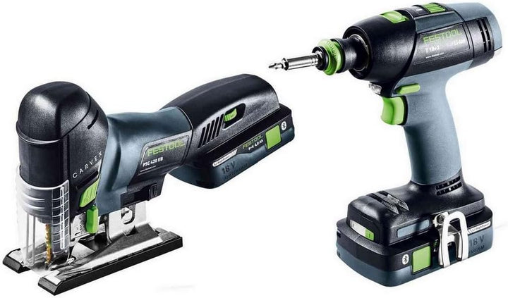 Festool Montageset Akku T 18+3/PSC 420 HPC I-Set (mit Akkupacks, Schnellladegerät, Werkzeugfutter, M
